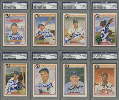 1983 Donruss "Hall of Fame Heroes" Signed Cards Partial Set (25/44) Including Two Mantle Examples! - All PSA DNA Authentic